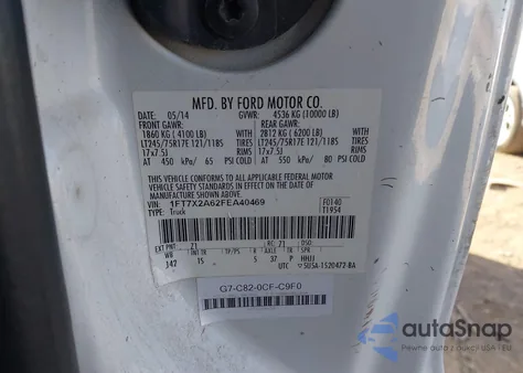 2015 Ford F-250 Xl z USA, uszkodzony, nr VIN 1FT7X2A62FEA40469